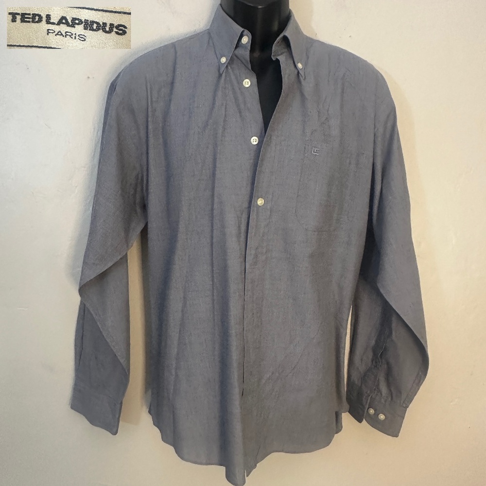 Ted Lapidus Button Down Medium Gently worn Blended cotton 22" armpit to armpit